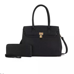 Bruna Satchel Bag with a Matching Wallet by Mia K- NEVER USED